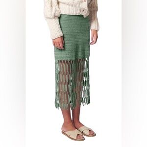 Ayni Lined Crochet Midi Skirt In Mint